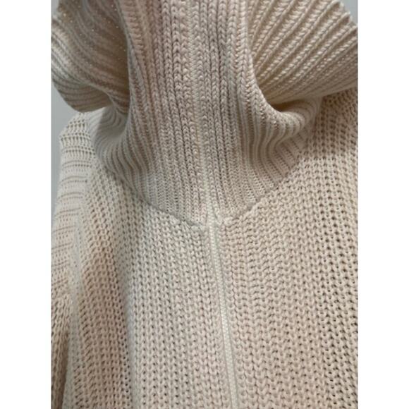 Aerie Sweater Zip Cardigan 2XL Chunky Knit Wide Collar Off White Cozy XXL - Picture 4 of 7